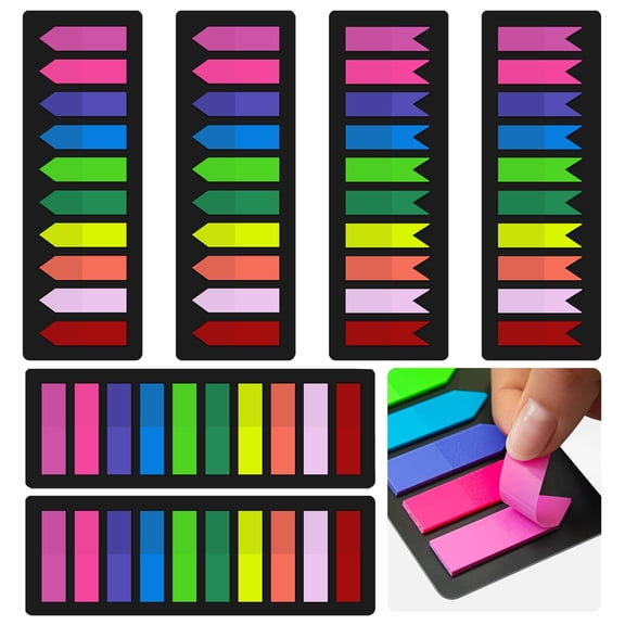 1500 Pieces Sticky Index Tabs Page Markers, Self Adhesive Arrow Flag Tabs, Color Coding Notes for Notebooks, Books, Documents, 10 Vibrant Colors, 3 Unique Designs, Multicolor