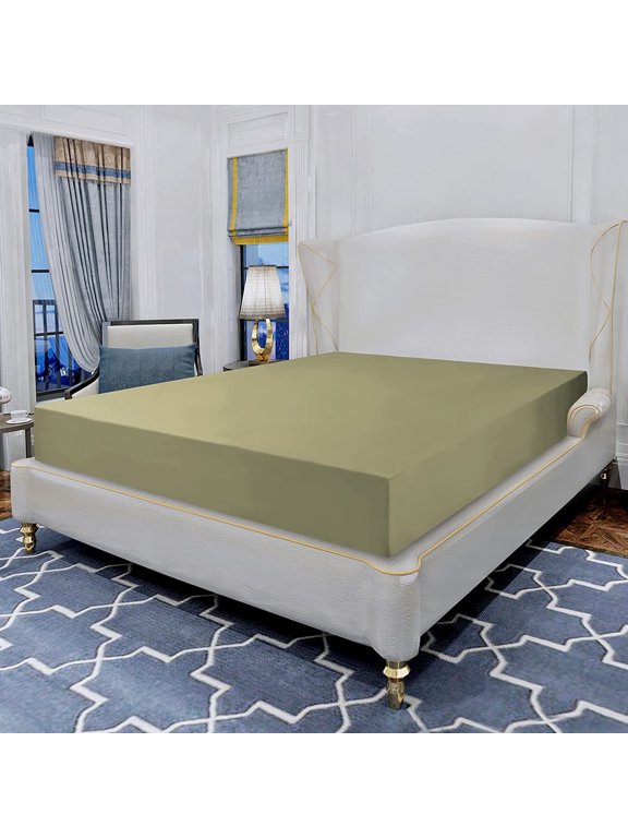 Twin Fitted Sheet, 1500 Series Soft Microfiber Deep Pocket Bedding, Wrinkle & Fade Resistant, Lilac California King, Sage