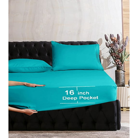 1500 Premier Hotel Collection Egyptian Quality 1-Piece Fitted Sheet, , King Turquoise