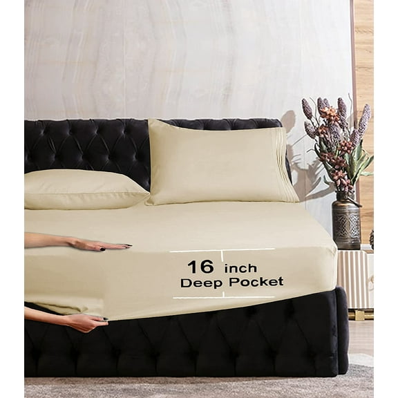 1500 Premier Hotel Collection Egyptian Quality 1-Piece Fitted Sheet, , Queen Cream