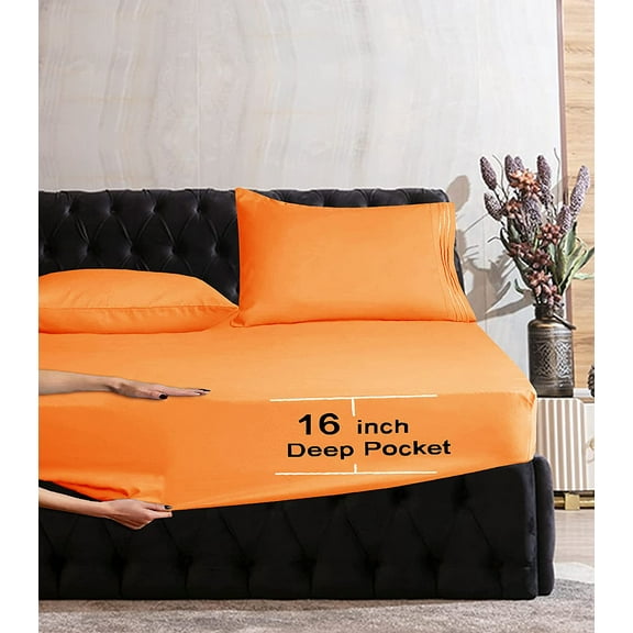 1500 Premier Hotel Collection Egyptian Quality 1-Piece Fitted Sheet, , Queen Elite Orange