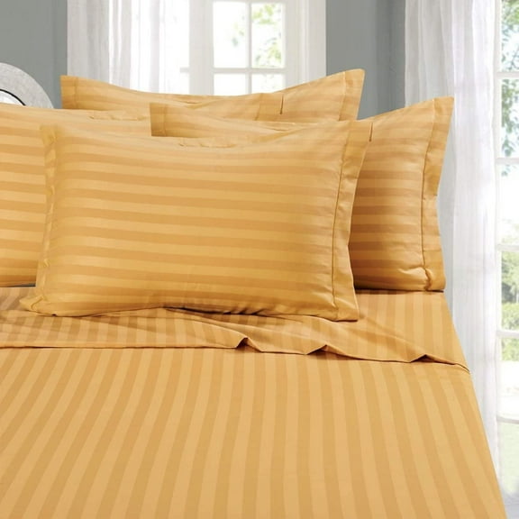 1500 Premier Hotel Collection Elegant Comfort 1800 Premier Hotel Collection Damask Stripes Silky Soft 4Pc Sheet Set Up To 16" Deep Pocket King Gold