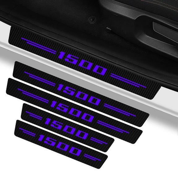 1500 Purple Door Sill Guard Protector, 4PCS Carbon Fiber Anti-Scratch Door Entry Edge Bumper Sill Scuff Plate Trim, Front/Rear Door Threshold Protector Cover Sticker Strips