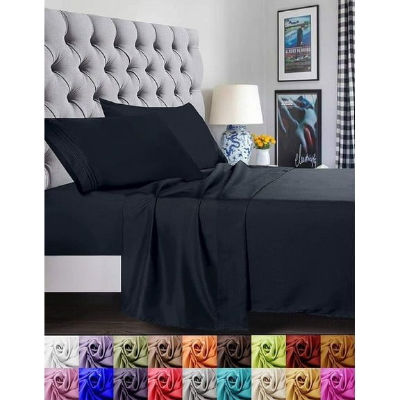 1500 Series 2-Piece Pillowcases Set, Wrinkle and Fade Resistant - Queen, Size - Black