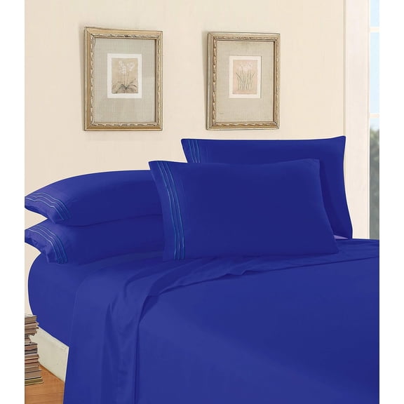 Full Hotel Luxury 4 Piece Deep Pocket Sheets, Ultra Soft Microfiber Bed Sheets , Royal Blue