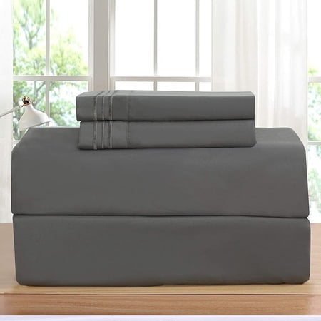 Elegant Comfort 1500 Thread Count Queen Bed Sheet Set Gray Deep Pockets