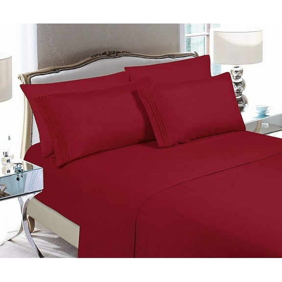 1500 Series Deep Pocket 4 Piece Bed Sheet Set, Microfiber Gift, Queen, Burgundy