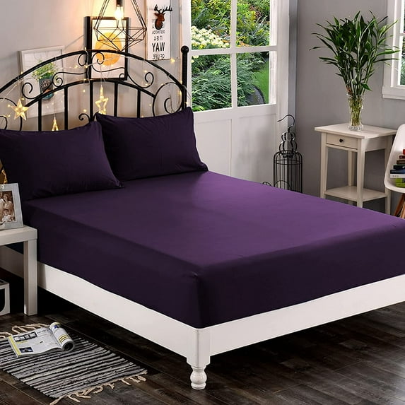 1500 Series Egyptian Quality 1-Piece Fitted Sheet, California King Size, Purple