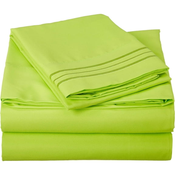 1500 Series Egyptian Quality Bedding Collection Deep Pocket, Wrinkle & Fade Resistant,Full Lime