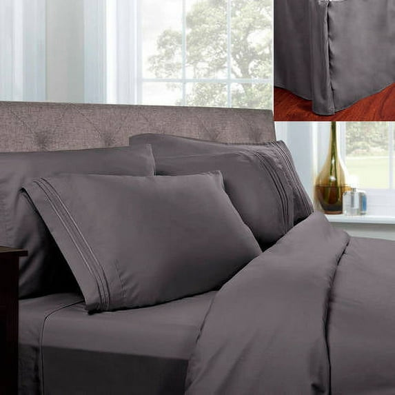 1500 Series Egyptian Quality Microfiber Sheets and Pleated Bed Skirt Set