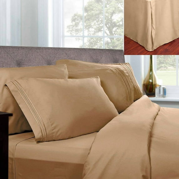 1500 Series Egyptian Quality Microfiber Sheets and Pleated Bed Skirt Set