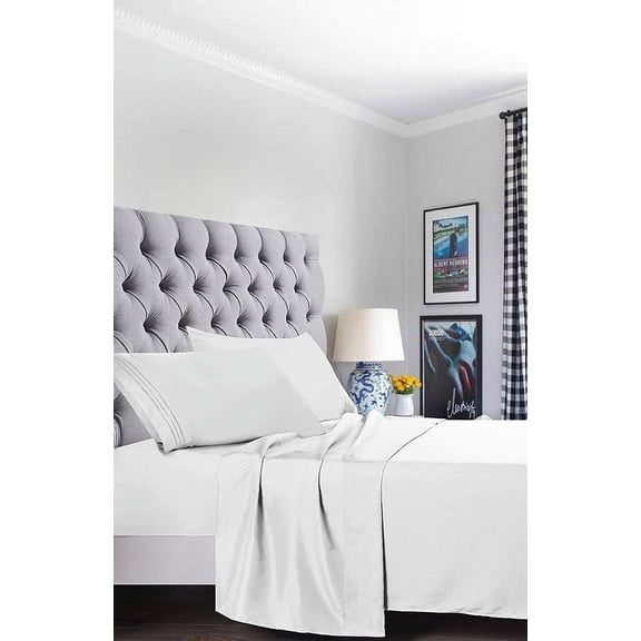 1500 Series Flat Sheet, Fitted Sheet, and 2 Pillowcase - Queen White