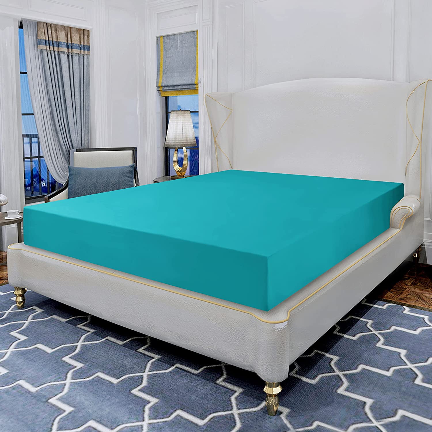 1500 Series Hospitality Fitted Sheet 1-Piece Fitted Sheet, Twin/Twin XL Turquoise