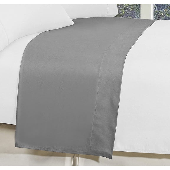 Elegant Comfort 1500 Series Queen Microfiber Flat Sheet, Breathable & Durable Gray