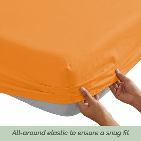 1500 Series Hotel Collection Bed Sheet Set Microfiber, Deep Pocket, Wrinkle & Fade Resistant Bedding, Full, Elite Orange