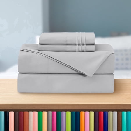 1500 Series Hotel Collection Bed Sheet Set Microfiber, Deep Pocket, Wrinkle & Fade Resistant Bedding, Queen, Silver