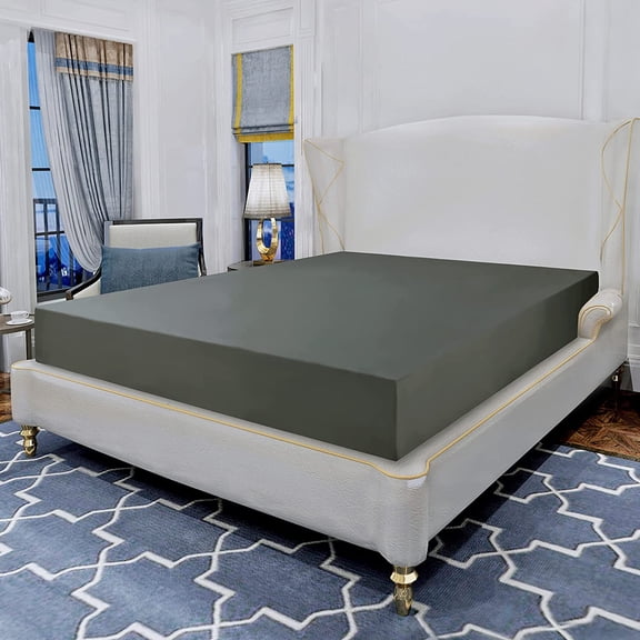 Elegant Comfort Egyptian Quality Microfiber Fitted Sheet, King, Gray, Deep Pocket