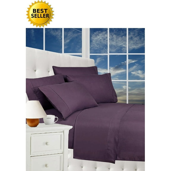 1500 Series Luxury Silky Soft 6 pc Sheet set, Deep Pocket Up to 16" - All Size and Colors , King, Purple