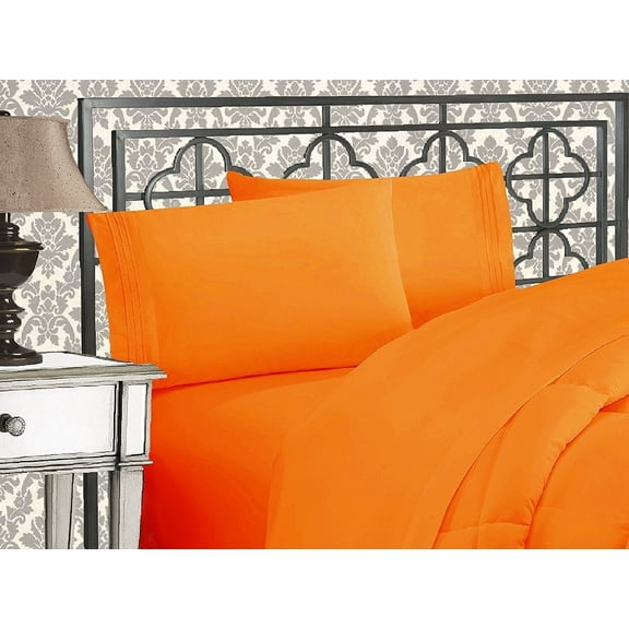 1500 Series Microfiber Deep Pocket Bedroom Sheet Set ,California King, Vibrant Orange