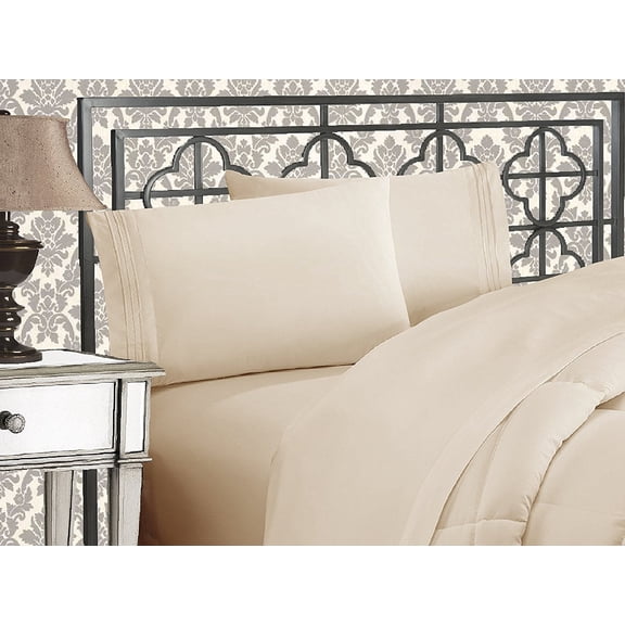 1500 Series Microfiber Deep Pocket Bedroom Sheet Set ,Full Cream/Tan