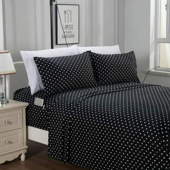 1500 Series Polkadot Sheet Set - Luxury, Soft, Egyptian Quality, Wrinkle & Fade Resistant - For Bedroom