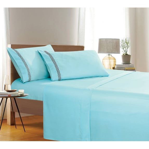 1500 Series Sheet set 4 PC Set Fitted ,Flat , Pillow Case Full Aqua Blue