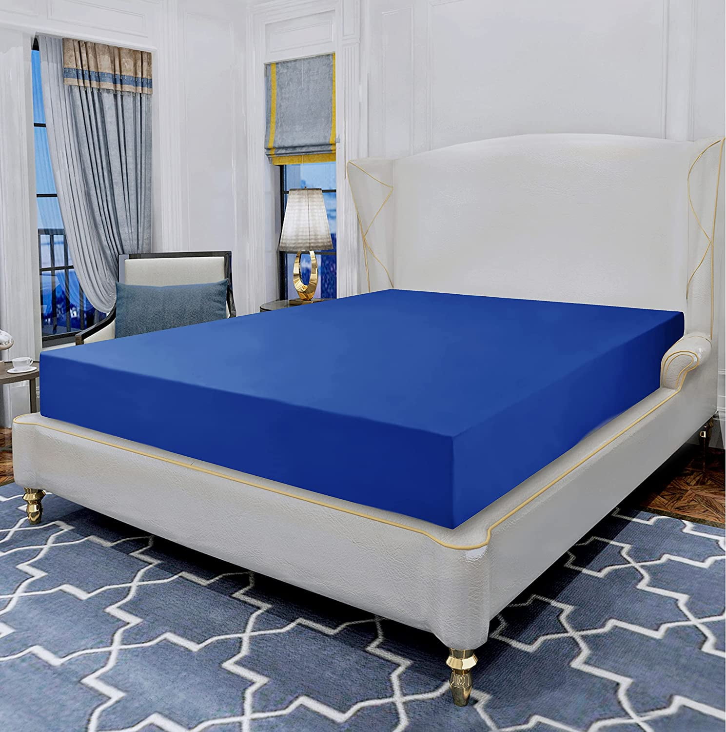 1500 Series Soft 1-Piece Fitted Sheet, California King Royal Blue
