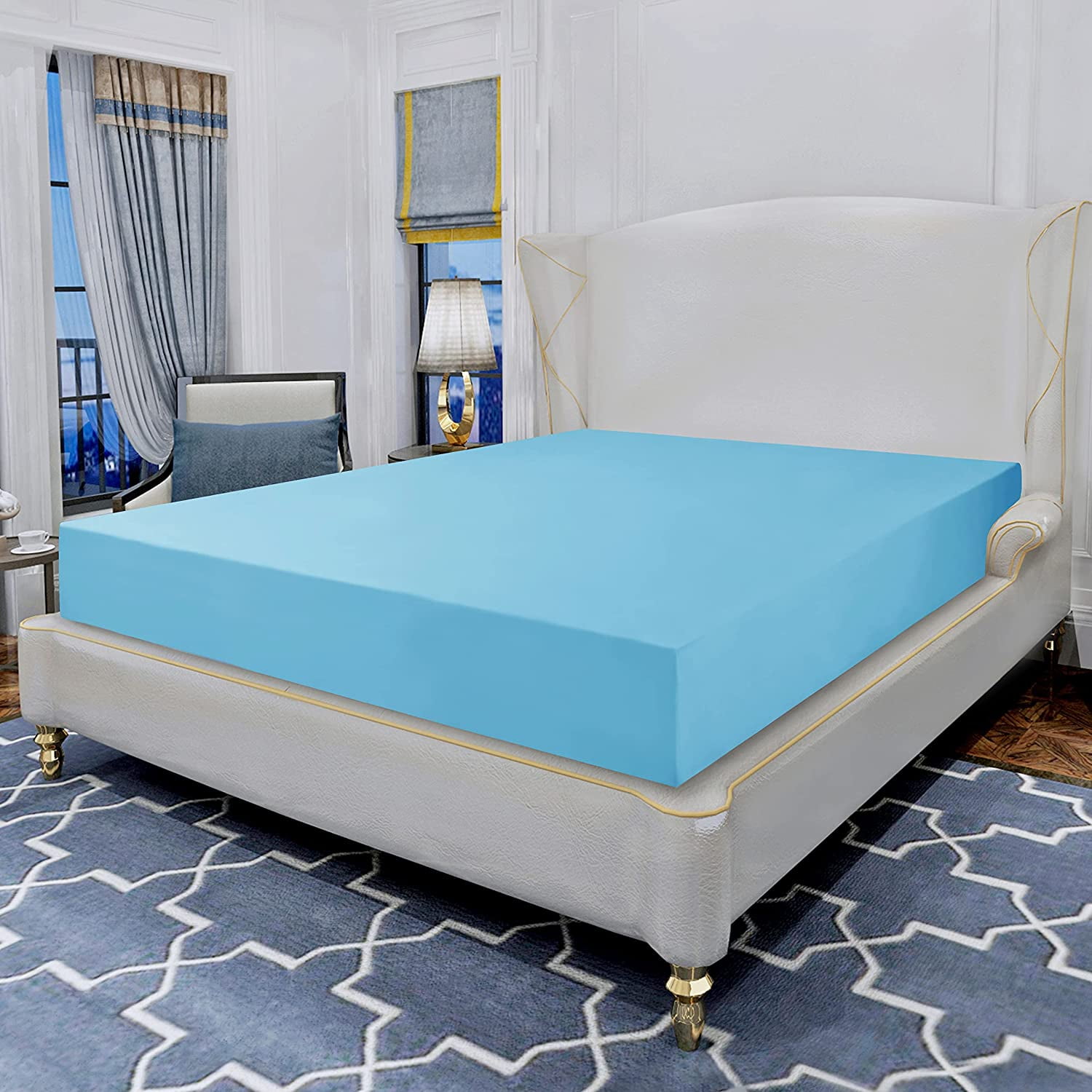 1500 Series Soft 1-Piece Fitted Sheet, Full Aqua