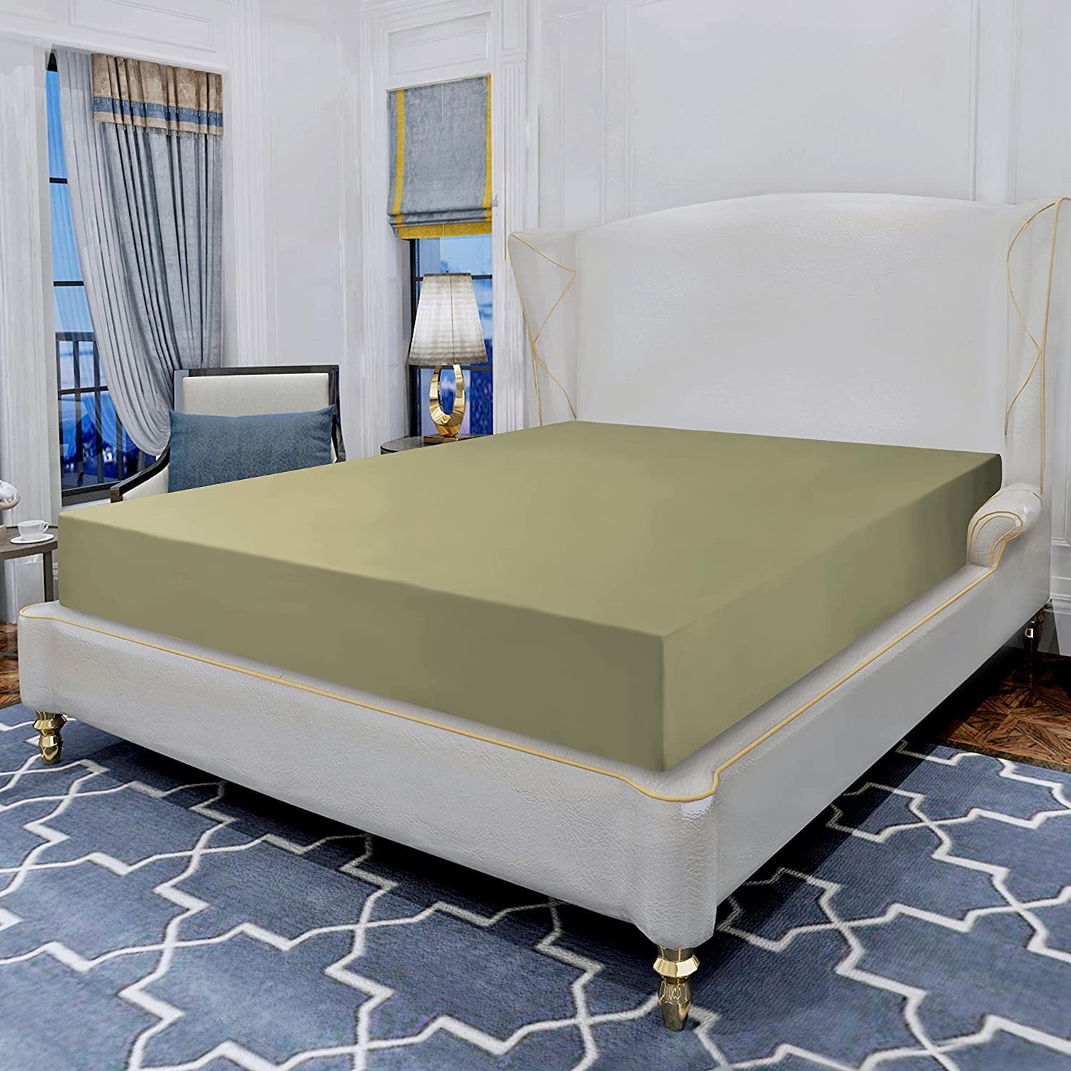 Fitted Sheet - Elegant Comfort 1500 Series 1-Piece Fitted Sheet -Soft, Full Sage/Green
