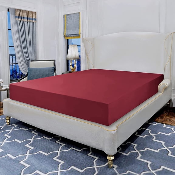 1500 Series Soft 1-Piece Fitted Sheet, Twin/Twin XL Burgundy