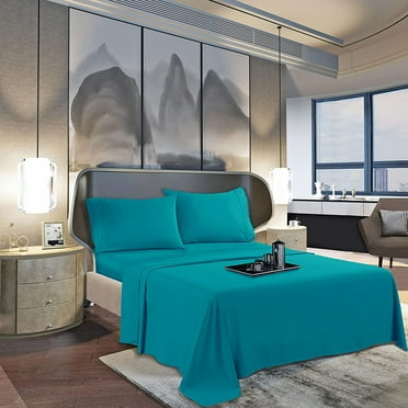 1500 Series Soft Egyptian Quality 1-Piece Flat Sheet, - All Colors King, Turquoise