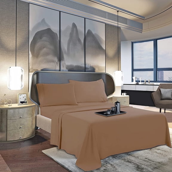 Elegant Comfort Egyptian Quality Flat Sheet, 1-Piece, Taupe, Queen