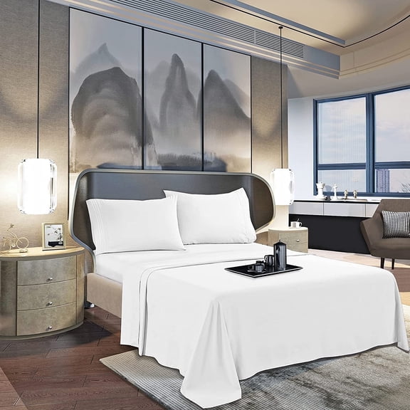 Elegant Comfort Queen Flat Sheet Only, Hotel Quality Microfiber Bed Sheet, Easy Care, White