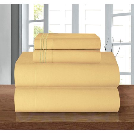 1500 Series ULTRA SILKY SOFT LUXURY 4 pcs Sheet set, Deep Pocket Up to 16" - Wrinkle Resistant - All Size and Colors , California King Gold