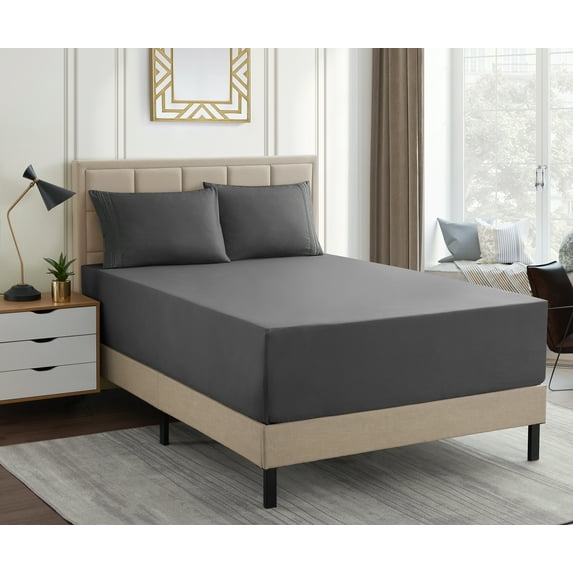 1500 Supreme Collection Extra Deep 21" Pocket 4 Piece Sheet Set California King Gray