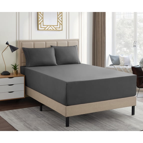 1500 Supreme Collection Extra Deep 21" Pocket 4 Piece Sheet Set Full Gray