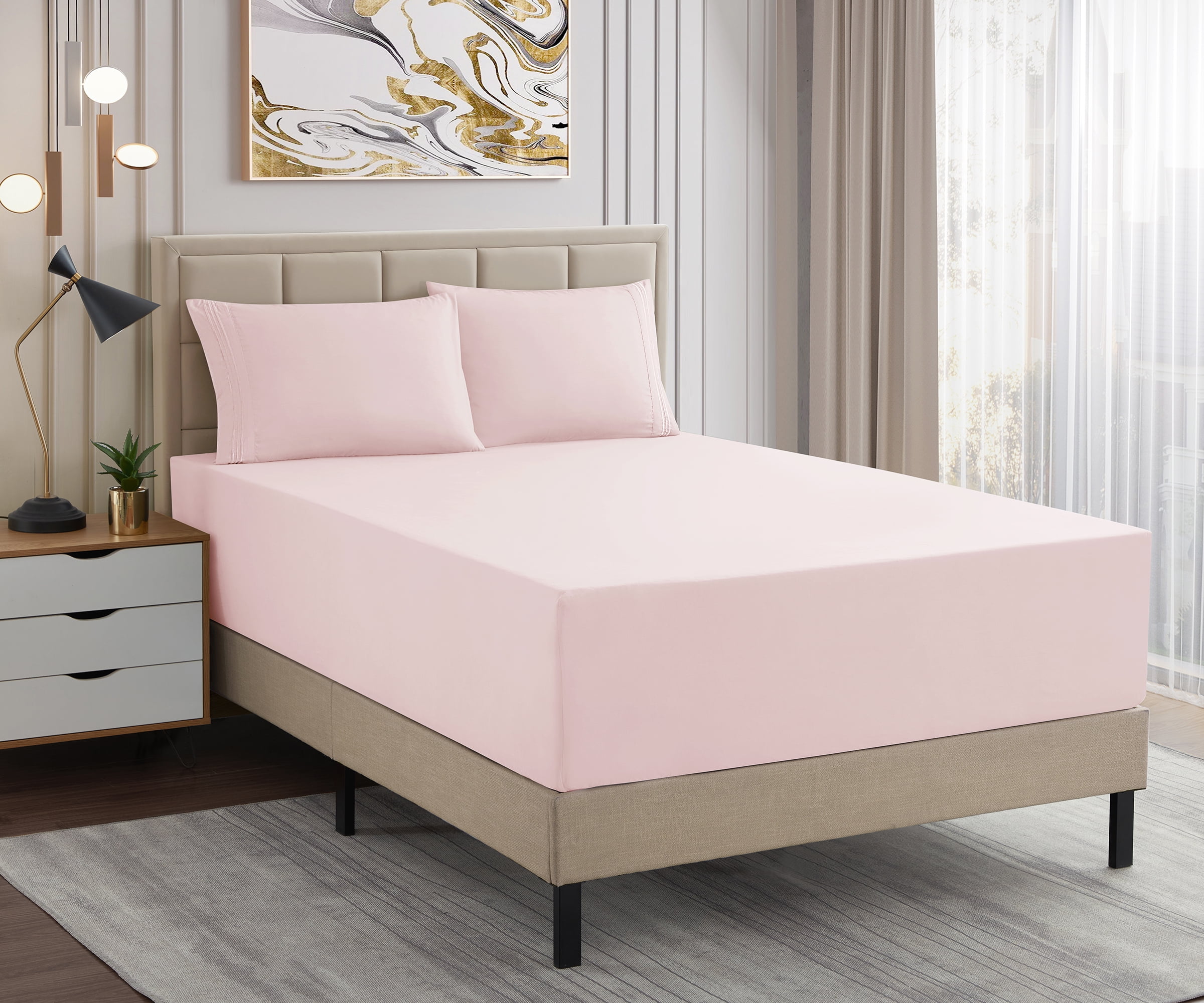 King Pale Pink Ultra Soft Microfiber Deep Pocket Sheet Set