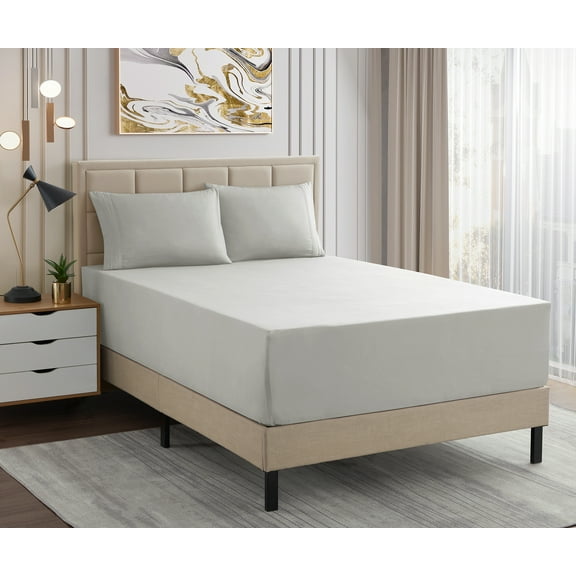 1500 Supreme Collection Extra Deep 21" Pocket 4 Piece Sheet Set Twin Silver