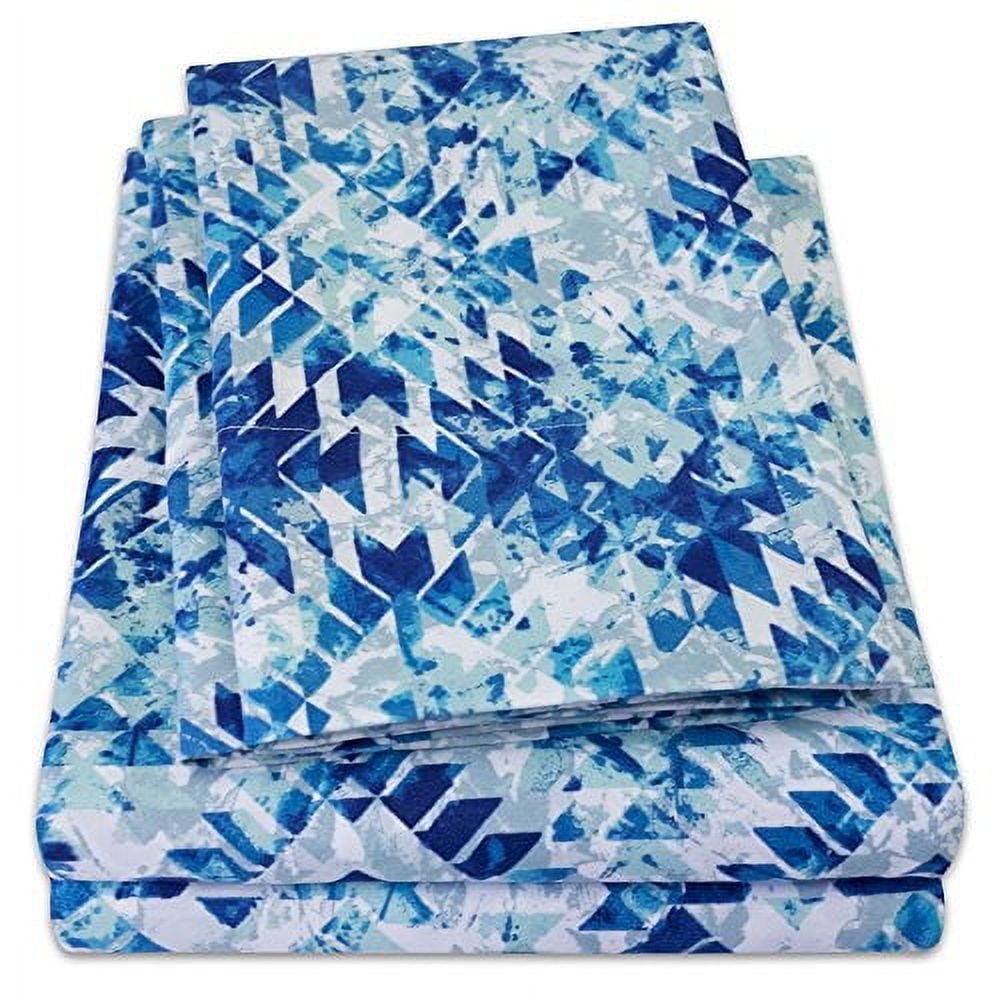 Aqualina Geometric Twin Cotton Microfiber Deep Pocket Sheet Set