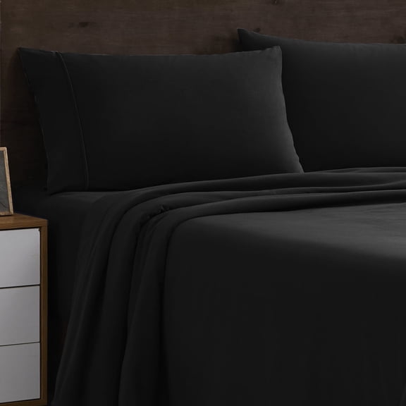 1500 Supreme Collection Microfiber Flannel Sheet Set Black Full