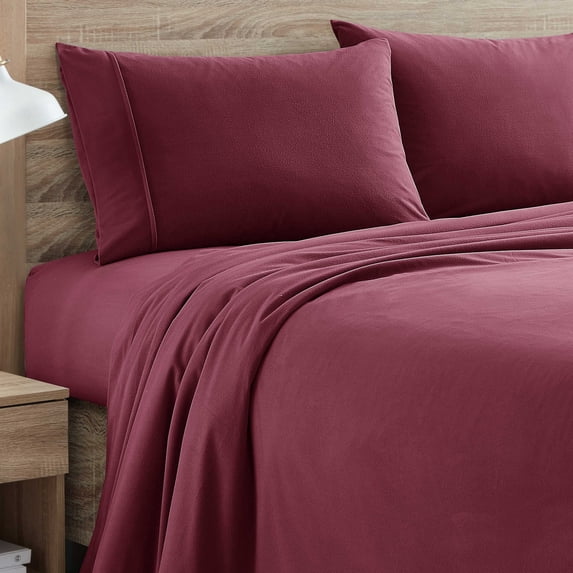 1500 Supreme Collection Microfiber Flannel Sheet Set Burgundy Twin