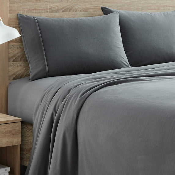 1500 Supreme Collection Microfiber Flannel Sheet Set Gray Queen