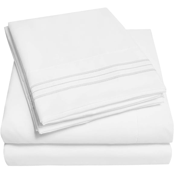 1500 Supreme Collection Queen Sheet Sets White - Luxury Hotel Bed Sheets and Pillowcase Set for Queen Mattress - Extra Soft, Elastic Corner Straps, Deep Pocket Sheets, Queen White