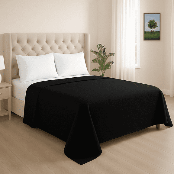 1500 Thread Count 1-Piece Flat Sheet, King Size, Black