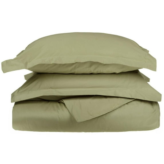 1500-Thread Count 100% Egyptian Cotton Luxurious Solid Duvet Cover Set Sage / King/Cal King