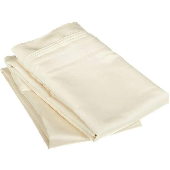1500-Thread Count 100% Egyptian Cotton Luxurious Solid Pillowcase Set Ivory / King