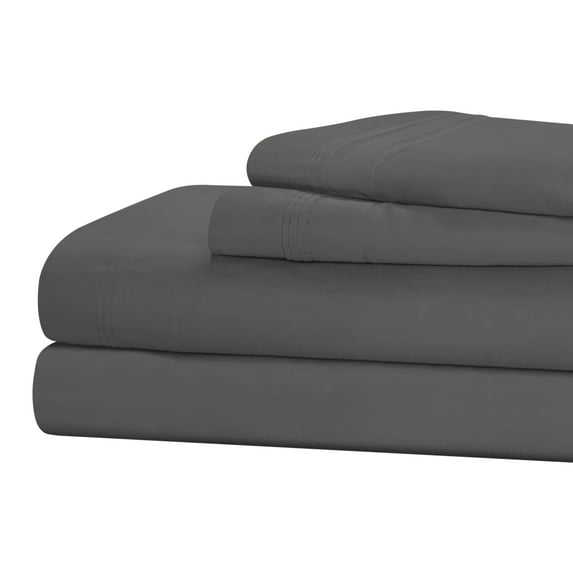 1500-Thread Count 100% Egyptian Cotton Luxurious Solid Sheet Set with Deep Pockets Grey / Cal King