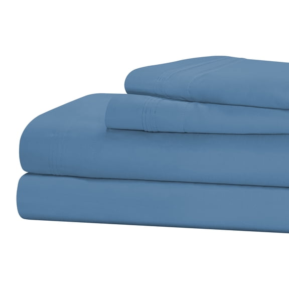 1500-Thread Count 100% Egyptian Cotton Luxurious Solid Sheet Set with Deep Pockets Medium Blue / Full