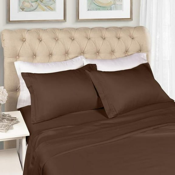 1500-Thread Count 100% Egyptian Cotton Luxurious Solid Sheet Set with Deep Pockets Mocha / King