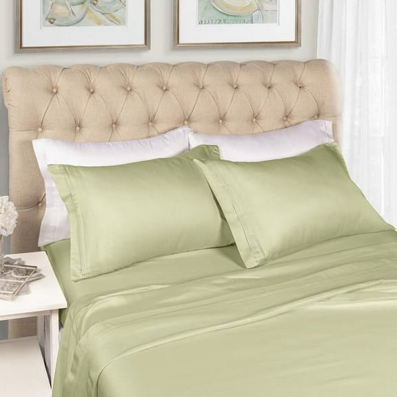 1500-Thread Count 100% Egyptian Cotton Luxurious Solid Sheet Set with Deep Pockets Sage / Full
